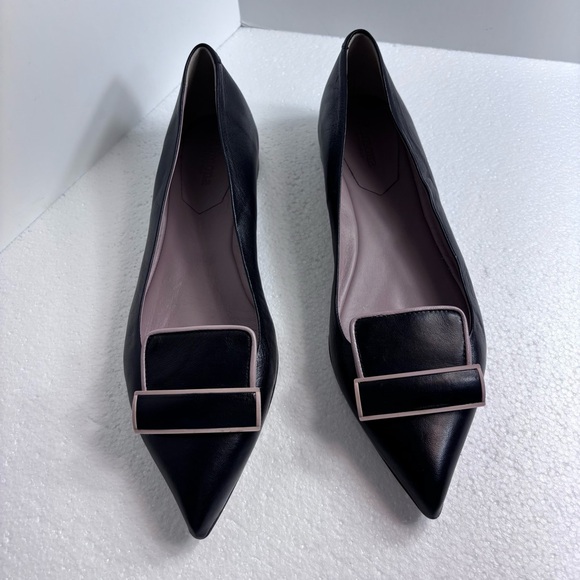 RAMONA Italy Leather Elegant Black Flats Pointed Toe Classy Women’s 40/US 9 - Picture 4 of 11